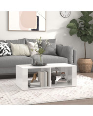 Table basse Blanc brillant 100x50x36 cm Bois d'ingénierie | Mobilier & Déco