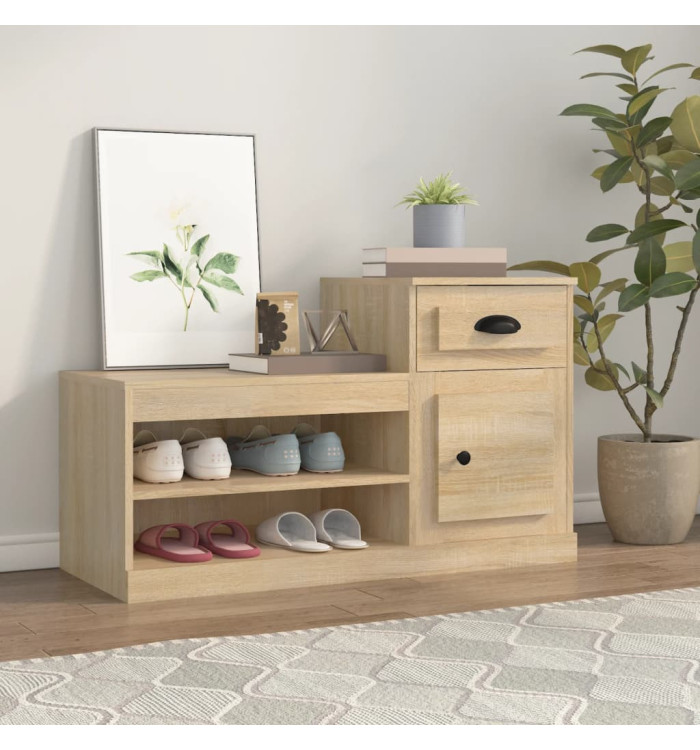 Armoire à chaussures chêne sonoma 100x42x60cm bois d'ingénierie | Mobilier & Déco
