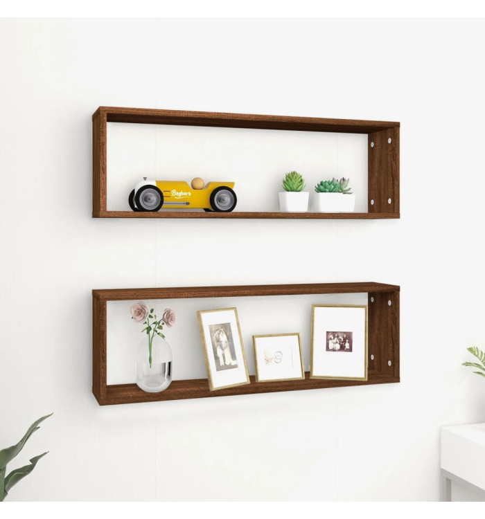 Étagères murales cubiques 2 pcs Chêne marron 80x15x26,5 cm | Mobilier & Déco