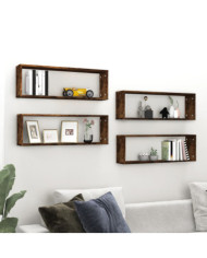 Étagères murales cubiques 4 pcs Chêne fumé 80x15x26,5 cm | Mobilier & Déco