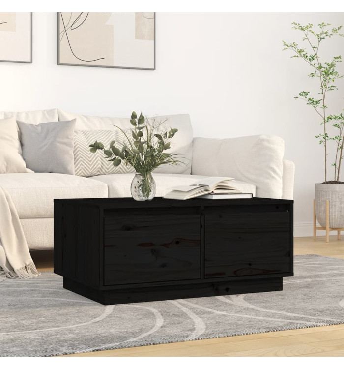 Table basse Noir 80x50x35 cm Bois massif de pin | Mobilier & Déco