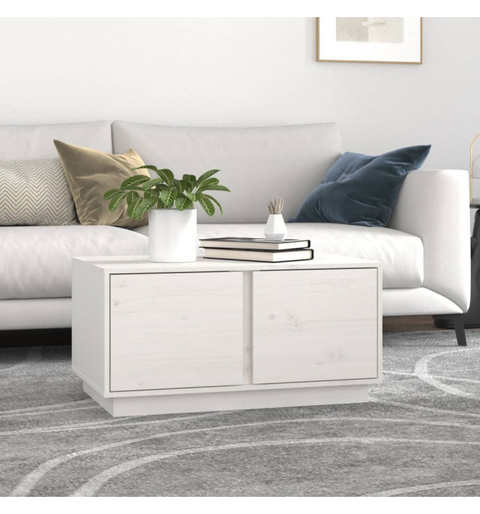 Table basse Blanc 80x50x40 cm Bois massif de pin | Mobilier & Déco
