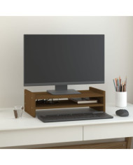 Support de moniteur Marron miel 50x27x15 cm Bois de pin solide | Mobilier & Déco