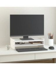 Support de moniteur Blanc 50x27x15 cm Bois de pin solide | Mobilier & Déco