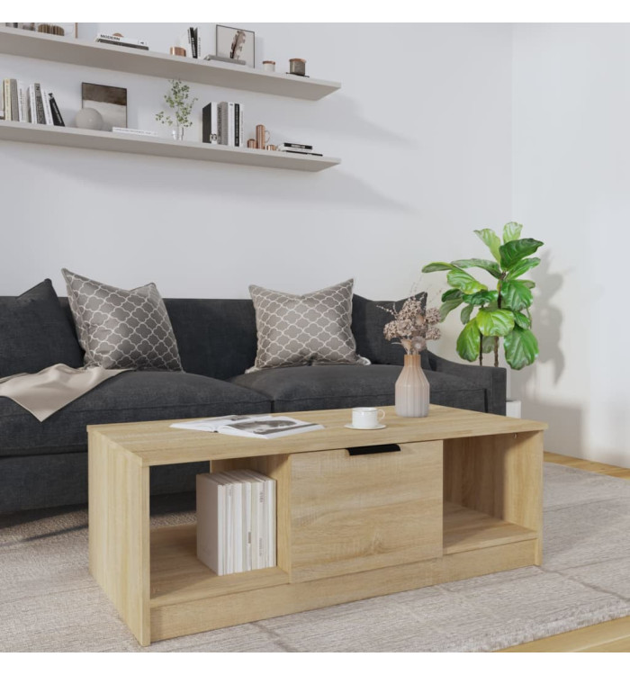 Table basse chêne sonoma 102x50x36 cm bois d'ingénierie | Mobilier & Déco