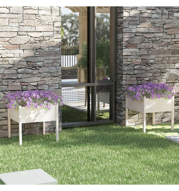 Jardinières 2 pcs Blanc 70x70x70 cm Bois de pin massif | Mobilier & Déco