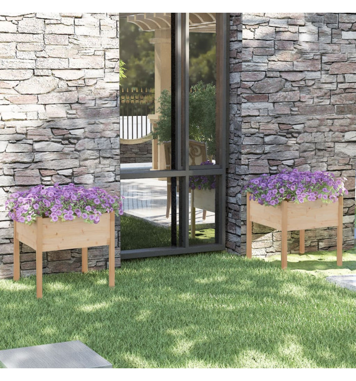 Jardinières d'extérieur 2 pcs 70x70x70 cm bois de pin massif | Mobilier & Déco