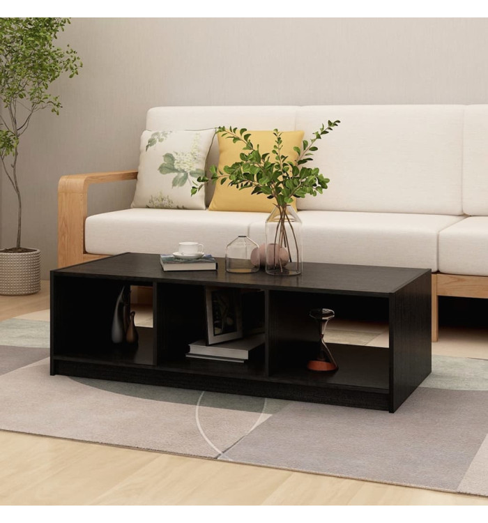 Table basse noir 110x50x34 cm bois de pin massif | Mobilier & Déco