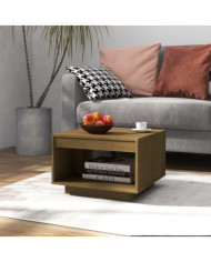 Table basse marron miel 50x50x33,5 cm bois de pin massif | Mobilier & Déco