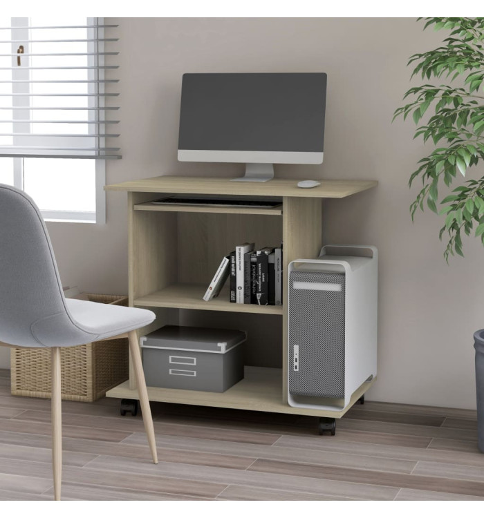 Bureau d'ordinateur Chêne sonoma 80x50x75 cm Bois d'ingénierie | Mobilier & Déco