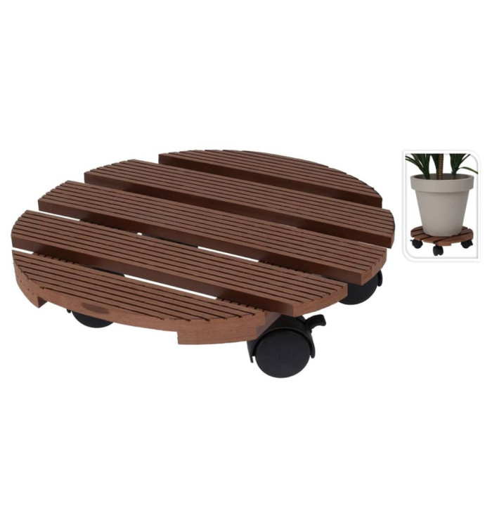 ProGarden Chariot à plantes rond 29 cm marron | Mobilier & Déco