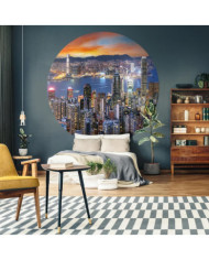 WallArt Papier peint cercle Skyline by Night 190 cm | Mobilier & Déco