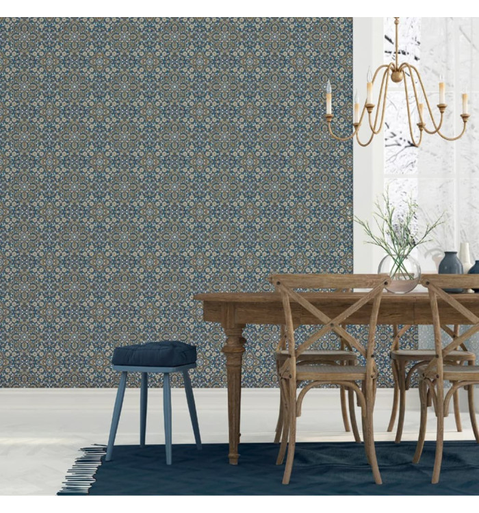 Noordwand Papier peint Homestyle Portugese Tiles marron et bleu | Mobilier & Déco