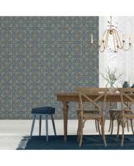 Noordwand Papier peint Homestyle Portugese Tiles marron et bleu | Mobilier & Déco