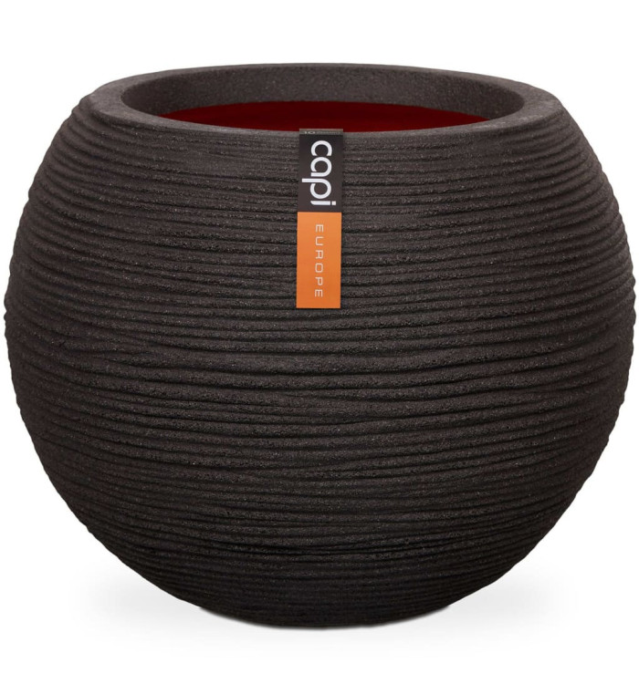Capi Pot à fleurs Nature Rib rond 62x48 cm noir KBLR271 | Mobilier & Déco