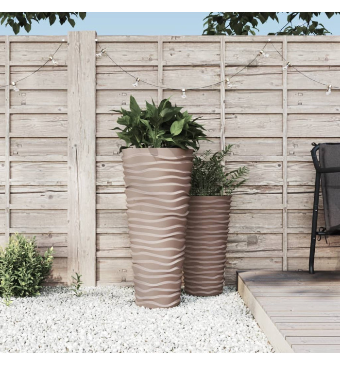 Jardinière et intérieur amovible moka 18/45 L PP aspect rainuré | Mobilier & Déco