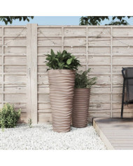 Jardinière et intérieur amovible moka 18/45 L PP aspect rainuré | Mobilier & Déco