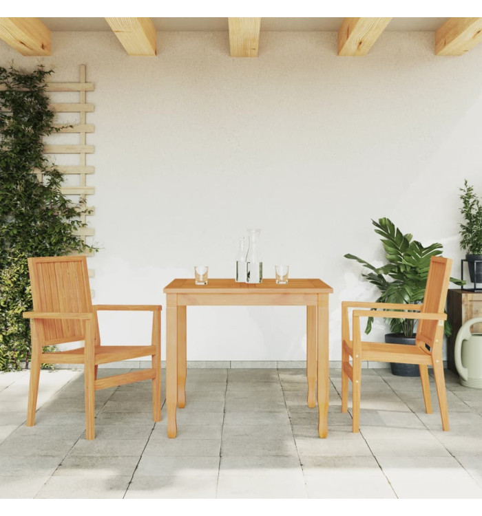 Chaises de jardin empilables lot de 2 56,5x57,5x91 cm bois teck | Mobilier & Déco