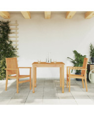 Chaises de jardin empilables lot de 2 56,5x57,5x91 cm bois teck | Mobilier & Déco