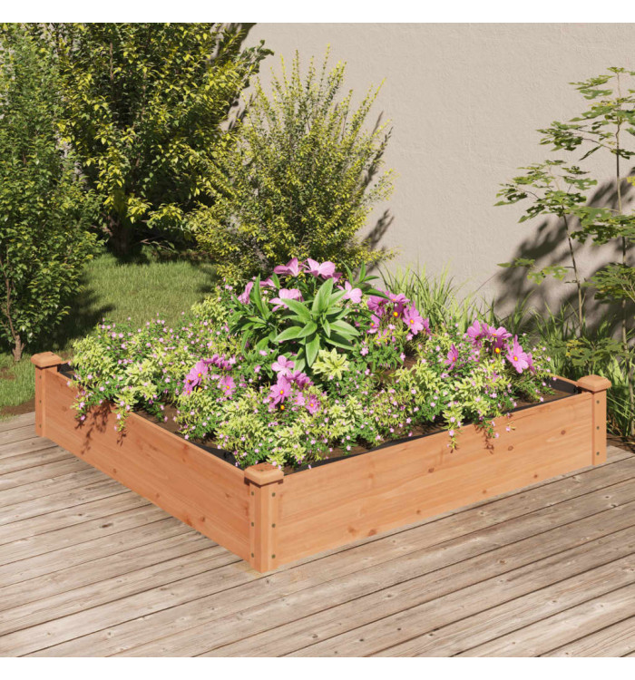 Lit surélevé de jardin doublure 120x120x25 cm bois massif sapin | Mobilier & Déco