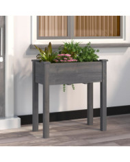 Jardinière avec doublure gris 71x37x76 cm bois massif de sapin | Mobilier & Déco