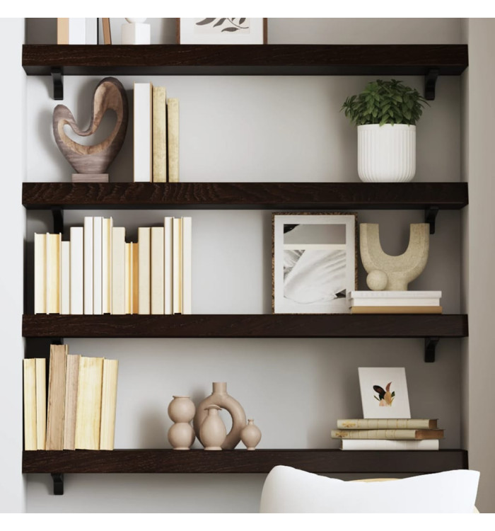Étagère murale marron foncé 100x20x6cm bois chêne massif traité | Mobilier & Déco