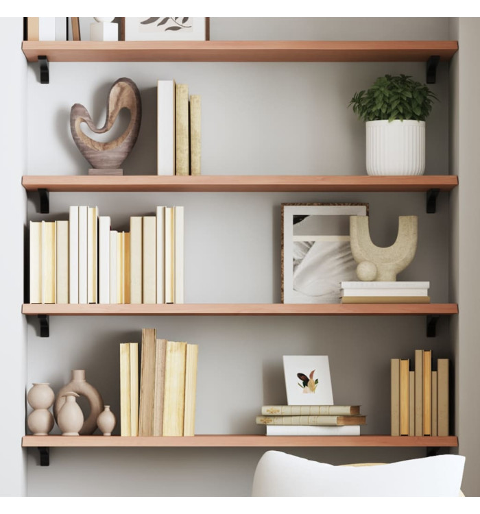 Étagère murale marron clair 80x30x2 cm bois chêne massif traité | Mobilier & Déco