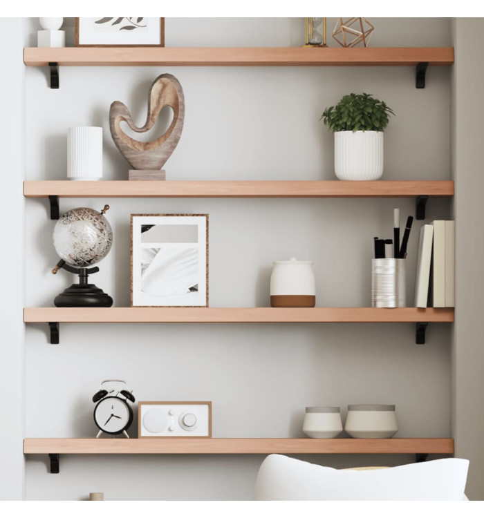 Étagère murale marron clair 80x10x4 cm bois chêne massif traité | Mobilier & Déco