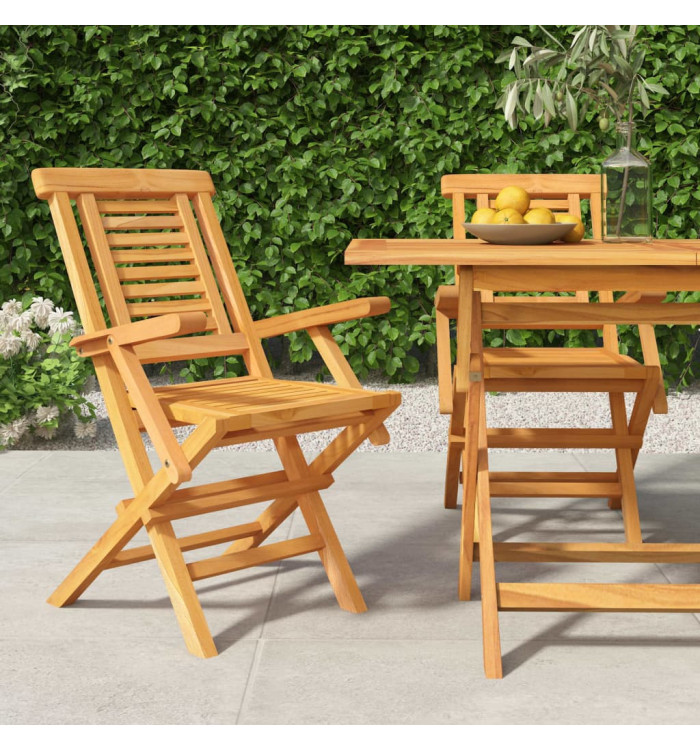 Chaises de jardin pliantes lot de 2 56x63x90cm bois massif teck | Mobilier & Déco