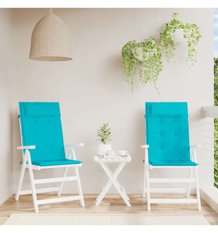 Coussins de chaise à dossier haut lot de 2 turquoise | Mobilier & Déco