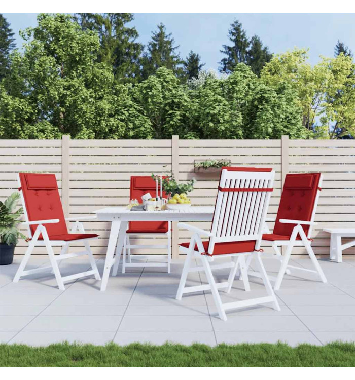 Coussins de chaise à dossier haut lot de 4 rouge tissu oxford | Mobilier & Déco