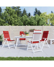 Coussins de chaise à dossier haut lot de 4 rouge tissu oxford | Mobilier & Déco
