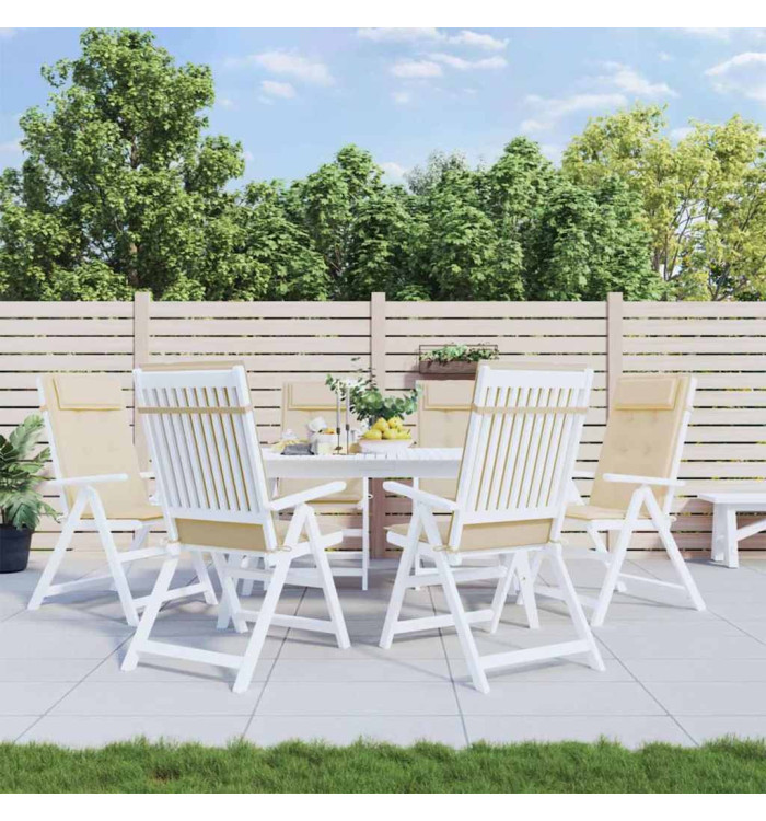 Coussins de chaise à dossier haut lot de 6 beige tissu oxford | Mobilier & Déco