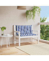 Coussins de banc de jardin lot de 2 rayures bleues et blanches | Mobilier & Déco