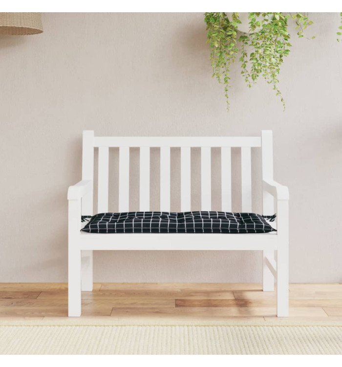 Coussin de banc de jardin carreaux noir 100x50x7cm tissu oxford | Mobilier & Déco