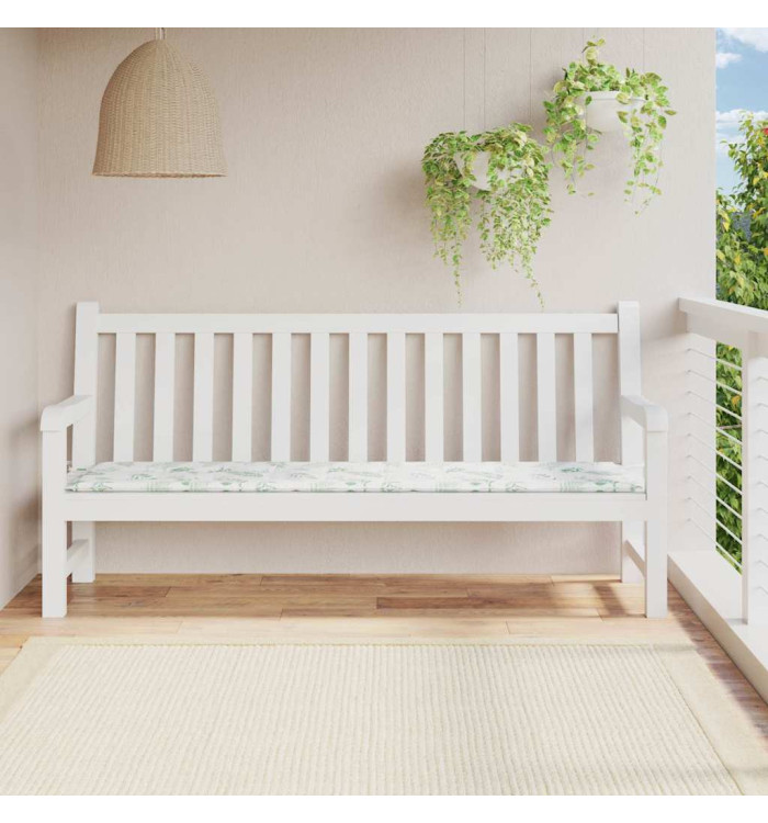 Coussin de banc de jardin motif de feuilles 200x50x4 cm tissu | Mobilier & Déco