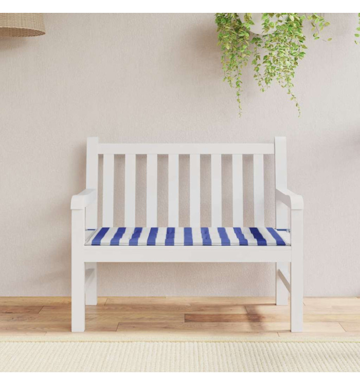 Coussin de banc de jardin rayures bleues et blanches 120x50x4cm | Mobilier & Déco