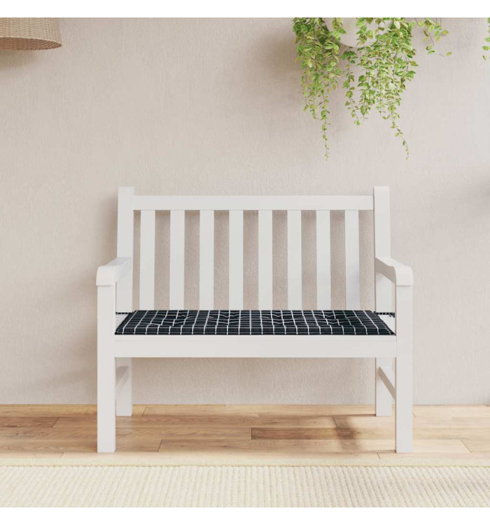 Coussin de banc de jardin carreaux noir 100x50x4cm tissu oxford | Mobilier & Déco