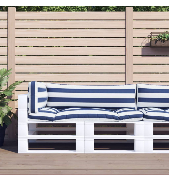 Coussins de palette lot de 3 rayures bleues/blanches | Mobilier & Déco