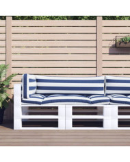Coussins de palette lot de 3 rayures bleues/blanches | Mobilier & Déco