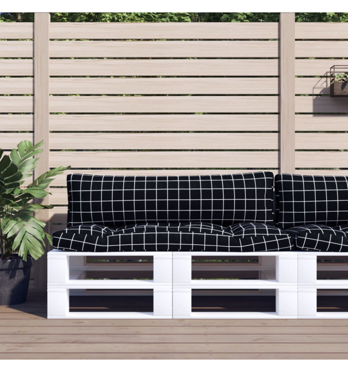 Coussins de palette lot de 2 motif à carreaux noir tissu Oxford | Mobilier & Déco