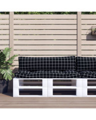 Coussins de palette lot de 2 motif à carreaux noir tissu Oxford | Mobilier & Déco