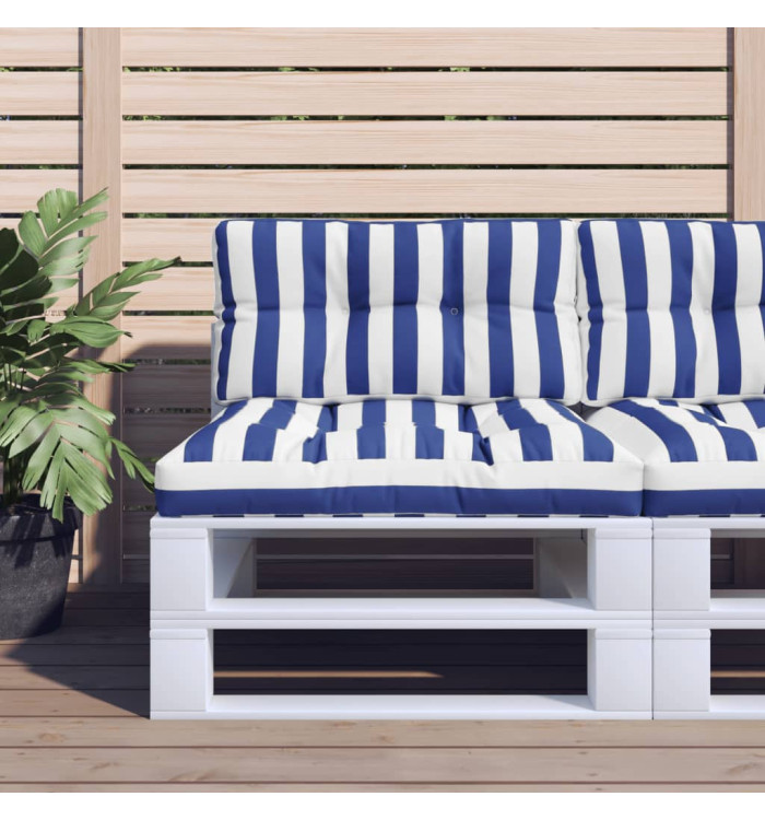 Coussin de palette rayures bleues et blanches 80x40x12 cm tissu | Mobilier & Déco