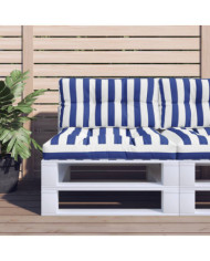 Coussin de palette rayures bleues et blanches 80x40x12 cm tissu | Mobilier & Déco