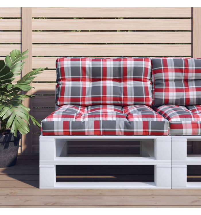 Coussin de palette motif à carreaux rouge 80x40x12 cm tissu | Mobilier & Déco