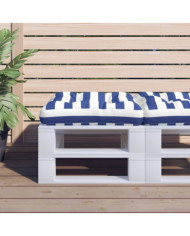 Coussin de palette rayures bleues et blanches 60x60x12 cm tissu | Mobilier & Déco