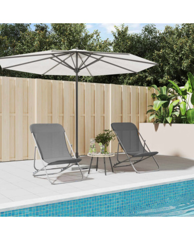 Chaises plage pliantes lot de 2 textilène acier enduit poudre | Mobilier & Déco
