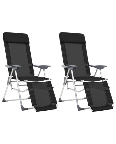 Chaises de camping pliantes et repose-pied lot de 2 textilène | Mobilier & Déco