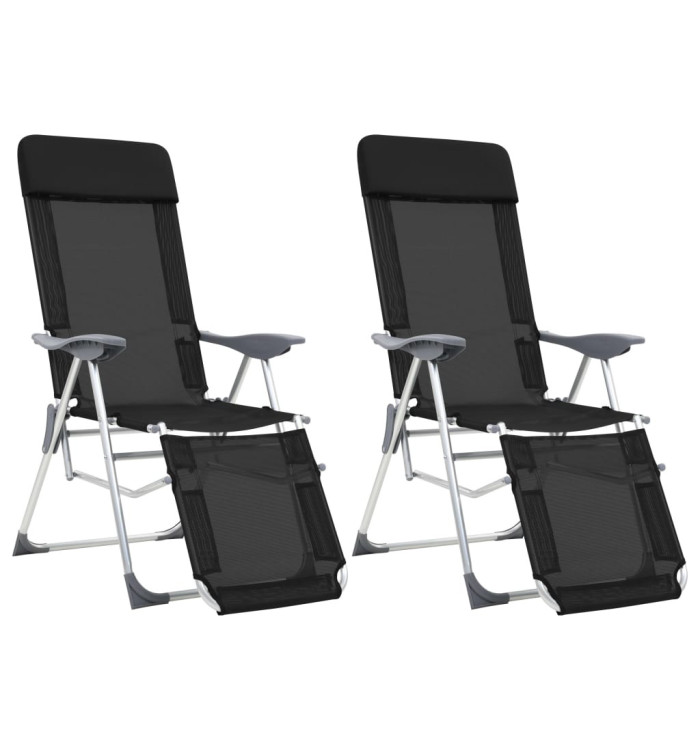 Chaises de camping pliantes et repose-pied lot de 2 textilène | Mobilier & Déco