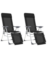 Chaises de camping pliantes et repose-pied lot de 2 textilène | Mobilier & Déco